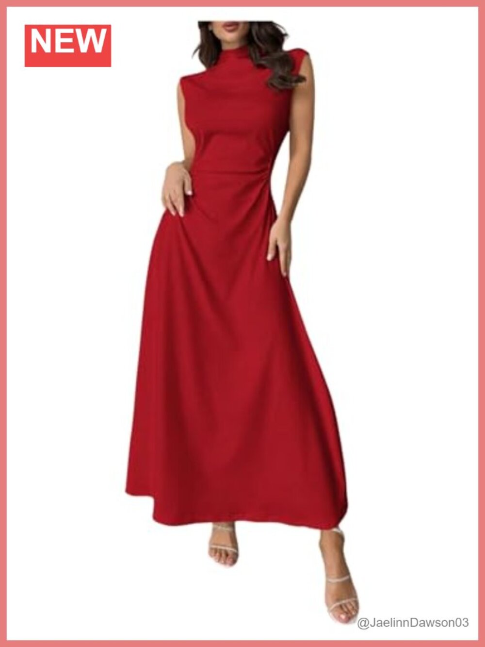 Women's High Neck Ruched Formal Maxi Dress Sleeveless A-Line Wedding Guest